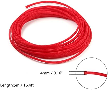 Othmro 5m/16.4ft PET Expandable Braid Organize & Protect Cable Sleeving Flexible Wire Mesh Sleeve Red,for TV Audio PC Cords Protect from Pets Chewing