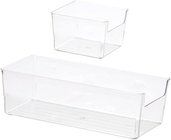HOMSFOU 2pcs PET Drawer Organizing Boxes Dividers Desktop Storage for Office Supplies Makeup and Sundries for Home and Office Use