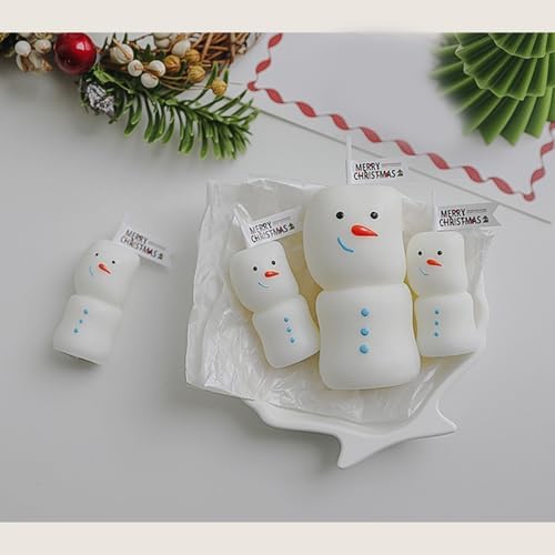 Snowman Christmas 2Pcs Soybean Wax Blend Long Time Fragrances Home Decoration Storage Friendly Snowman Holiday Set