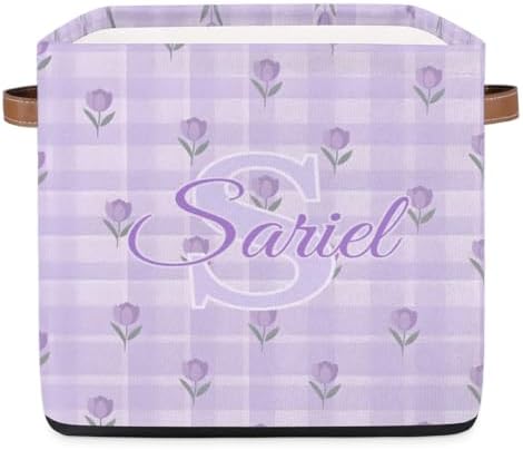 Tulip Storage-Basket Customized Collapsible Baby Keepsake-Box Organizer-Bins as Gifts for Girls Boys Baby Adults Cubes Storage-Box Print Name on It