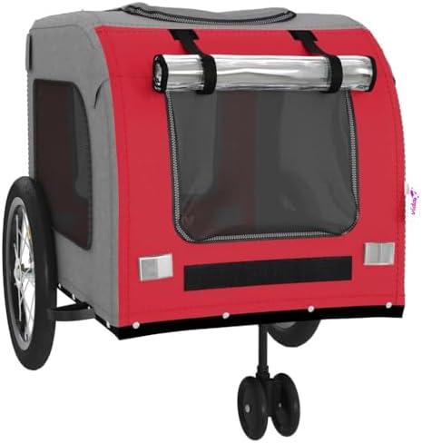 Pet Bike Trailer for Small Dogs, Foldable Bicycle Cargo Trailer with Suspension, Weather-Resistant Oxford Fabric and Iron Frame, Orange and Gray