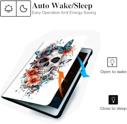 for Microsoft Surface Pro 11/10/9-13" 2024/2022 Tablet Case,Auto Wake/Sleep,Adjustable Stand Protective Cover - Skull Butterfly