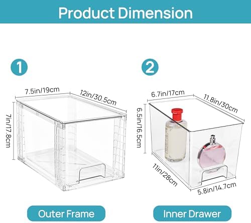 Vtopmart 4 Pack 7" and 4 Pack 4.4" Clear Assemble Storage Drawers