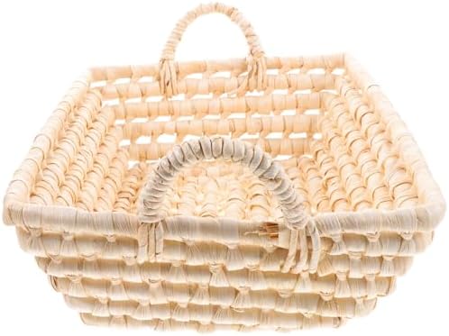 Woven Storage Basket for Organizing Snacks, Corn Husk
