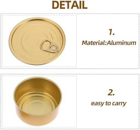 5 Sets 180ml Aluminum Dog Treat Containers with Freshness Seal, Golden round Pet Food Organizer Cans, Versatile Use Food Storage Pop Cans for Home Kitchen