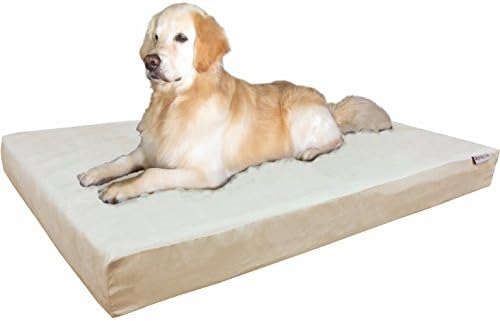 Dogbed4less Premium Orthopedic Memory Foam Dog Bed for Large Dogs, Waterproof Case and Extra Pet Bed Cover, XXL 55"X37"X4", Khaki