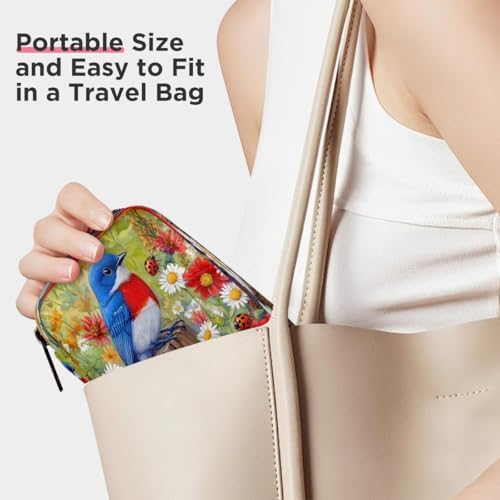 Pill Organizer Box Bird Spring Flowers 7-Day Weekly Medicine Pill Case Travel Pill Container Portable Pill Holder Storage Purse Bag Small Compact Size for Vitamin Supplement Birth Control