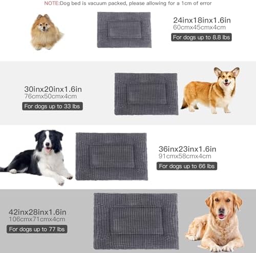 BVAGSS Reversible Dog Crate Pad, Memory Foam Pet Bed Mat, Soft Warm Machine Washable Sleeping Kennel Mattress for Small Medium Dogs XH079 (24''x18''x1.6'',Light Grey)