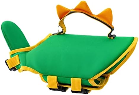 Generic Dog Life Jacket Pet Flotation Vest Dog Floatation Device High Buoyancy Reflective Oxford Fabric Rescue Handle for Swimming Boating Water Safety (Green Dinosaur M Bust: 56‑69cm/22‑27.16in,