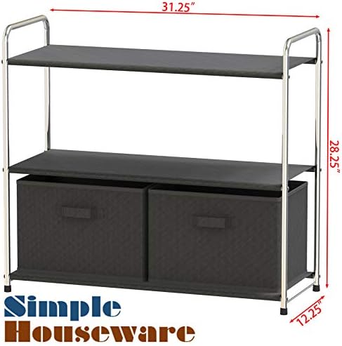 Simple Houseware 3-Tier Closet Storage with 2 Drawers, Dark Grey