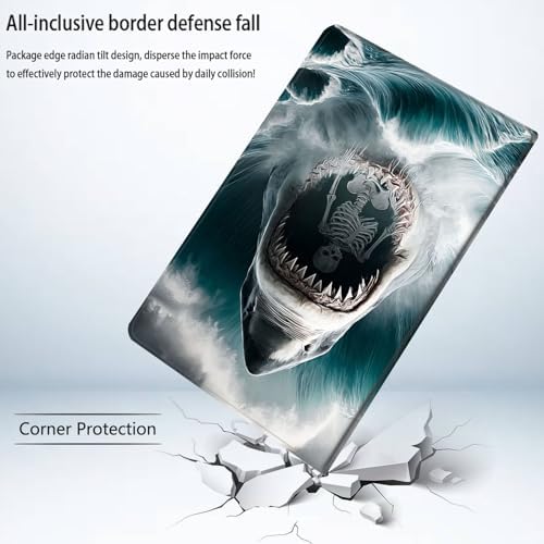 Bxgolkgd Tablet Case for Samsung Galaxy Tab E 9.6 Inch 2015(SM-T560/T561/T567),Shockproof Stand Cover with Heat Dissipation,Auto Wake/Sleep Function,Shark Skull