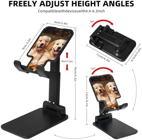 360 Rotating Cell Phone Stand, Fully Adjustable Foldable Desktop Phone Holder Cradle Dock, Golden Retriever dogs puppies pets Mobile Phone Kickstand for Desk, Office, Tablet Stand, Thick Case Friendly