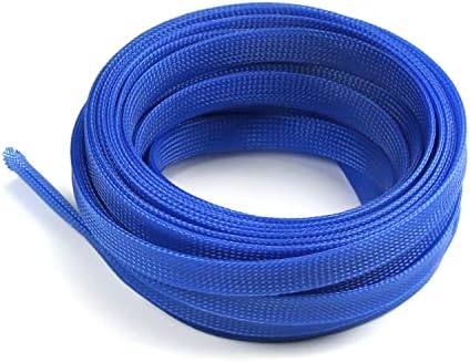 Jutagoss PET Expandable Braided Cable Sleeve, 32.8ft - 9/16 inch Blue Cable Management Sleeve, Wire Loom Tube Cord Protector for USB Cable, Power Cord, Audio Video and More, 1Pc