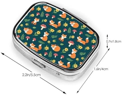 Outdoor Pill Box Rugged Medicine Case Waterproof Supplement Organizer Backpacking Gear, Summer Leaves Flowers Floral Foxes
