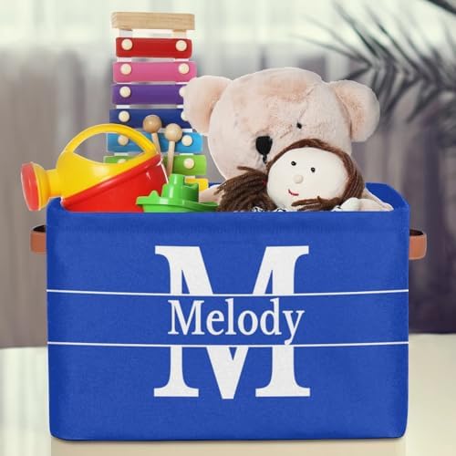 Personalized Storage Basket with Name Toys Navy Blue Storage Bin