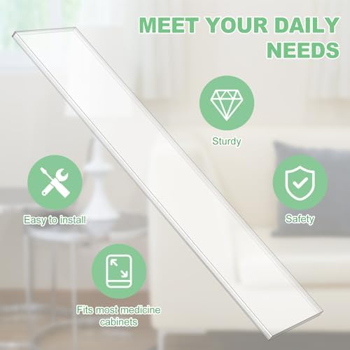 DERTE 4 Pack 13 Inch Acrylic Clear Medicine Cabinet Shelves 1/4 Inch Thick | Medicine Replacement Shelf for Wall Mounted and Hanging Cabinets Kitchen Living Room Bathroom
