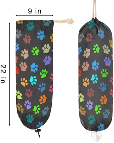 Pardick Plastic Bag Holder, Colorful Dog Cat Paw Print Grocery Bag Holder for Shopping Bags, Wall Mount Plastic Bag Storage Organizer Dispenser, Storage Holder for Home Kitchen Camper,A-9