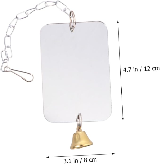 1Pc Parrot Cage Hanging Mirror with Bell Bird Mirror Toy for Parrots Cockatiels Conures Parakeets Cage Ornament for Home Shop Decor