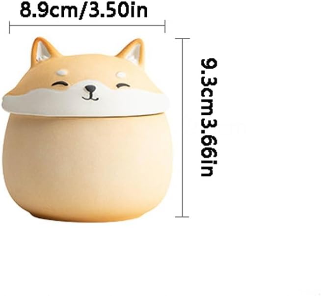Storage Tank Shiba Inu Ceramic Ornaments, Coarse Pottery Jars, Cute Pet Tea Cans, Moisture-proof Sealed Tea Storage Cans Tea Storage Caddy(B)