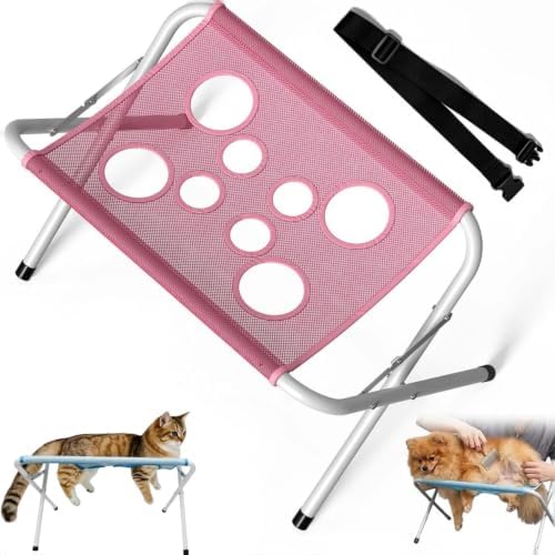 Foldable Pet Bathing Stand, Portable Dog Cat Shower Grooming Rack (Pink) | Folding Pet Bathing Stand, Supports Up to 44 Lbs, Ideal for Pet Bathing, Daily Care, Travel & Grooming
