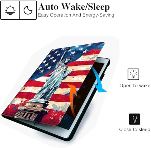 for Microsoft Surface Pro X/Pro X Plus-13 2019/2020/2021/2024 Tablet Case,Auto Wake/Sleep,Adjustable Stand Protective Cover - American Statue of Liberty