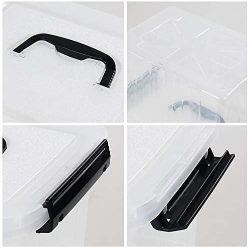 Farmoon 3 Packs Clear Lidded Storage Bin, Storage Container Box with Handle