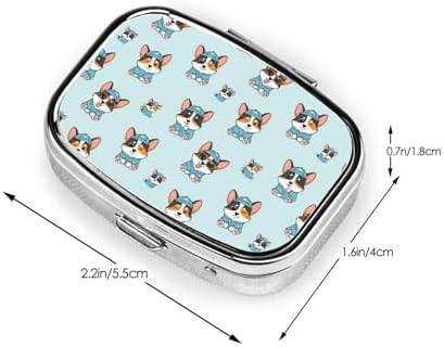 Pocket Pill Box Compact Metal Vitamin Organizer Leak-Proof Design Men Women Commute Essentials, Cute Corgi Tricolor Dog
