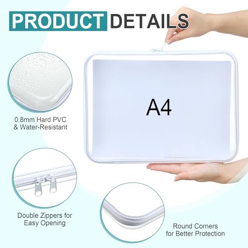12 Pcs Clear Hard Zipper Case Back to School,3 Sizes