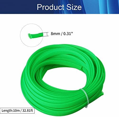 Jutagoss PET Expandable Braided Cable Sleeve, 32.8ft - 5/16 inch Fluorescent Green Cable Management Sleeve, Wire Loom Tube Cord Protector for USB Cable, Power Cord, Audio Video and More, 1Pc