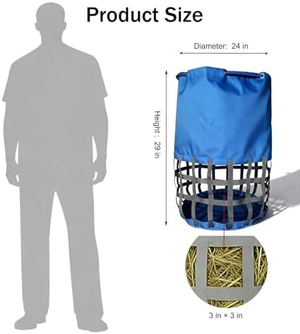Large Slow Feed Hay Bag for Horses,Goats&Donkeys(Medium Blue)