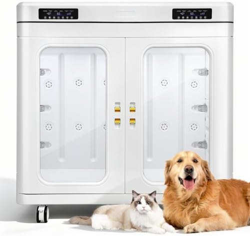 Pet Dryer Box 15.2 cu ft for Large Dogs, 2800W Quiet <45dB with Ion Care | pet dryer box large dog grooming cabinet 15.2 cu ft 2800W quiet ion care 130 lbs 430L