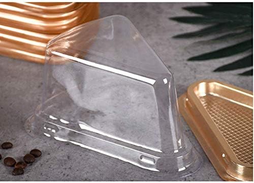 Set of 50 Cake Slice Container Cheesecake Cake Slice Container,Gold | Transparent Plastic Cakes Box Holder