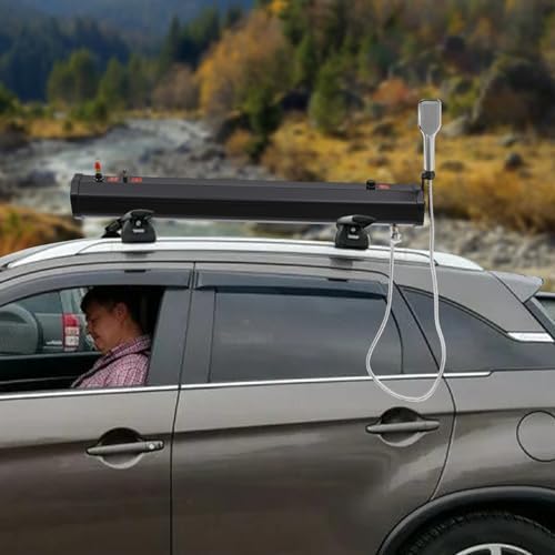 5.28-Gallon Water Bumper Mount Roof Rack Water Storage Portable Shower for Camping with 5.58ft Hose Self-Pressurizing Design for Hiking, Travel, Car, Pet