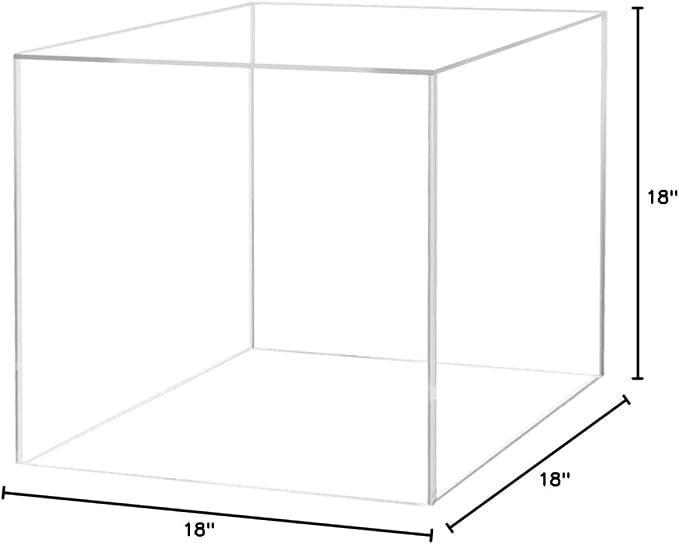 18" Acrylic Display Riser Box with One Open Side No Lid Versatile Clear One Piece Square Retail Merchandise Storage Bin or Product Platform No Assembly by Marketing Holders