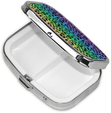 Elderly Pill Organizer Simple AM/PM Box Large-Compartment Medicine Case Arthritis-Friendly, Colorful Cheetah Leopard Animal Print Rainbow