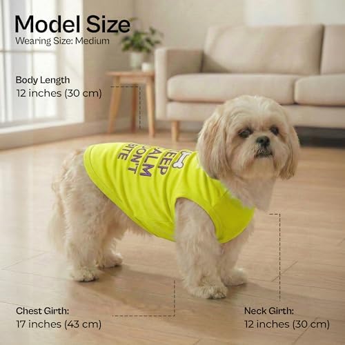 Parisian Pet Dog Shirt – 100% Cotton Shirts for Medium Dogs – Sleeveless Puppy Vest – Lightweight and Breathable Pet Apparel – Pullover Summer Dog Clothes - Stretchy Funny T Shirts for Dogs