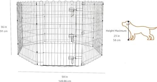 Amazon Basics Foldable Metal Exercise Dog Playpen, Indoor/Outdoor, Single Door, 8 Panels, 36 Inches, Medium, Black