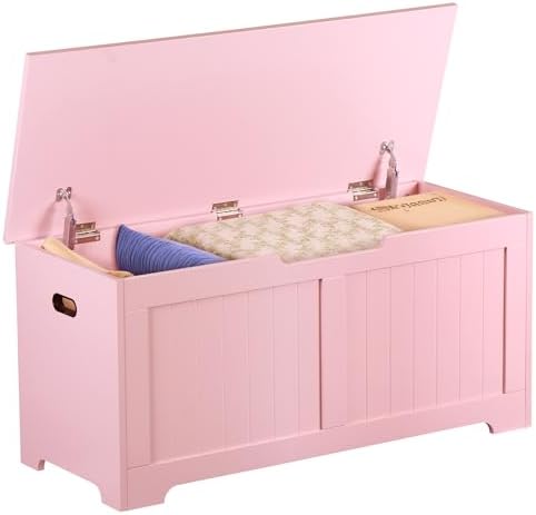 Wooden Storage Chest,30/40 Inch Storage Trunk w/2 Safety Hinges, Storage Bench, Modern Lift Top Chest Box Organizer (Pink, 40 Lx 15.7 W x19 H Inch)