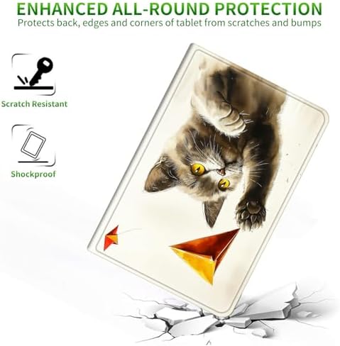 for Samsung Galaxy Tab A 8.0" 2019 SM-T290/T295 Case | Slim Leather Smart Cover with Multi-Angle Anti-Slip Stand [Auto Wake/Sleep] Shell for Women Men, Gray Cat Painting