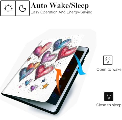 for Microsoft Surface Pro 7 Plus,Surface Pro 7/6/5/4 12.3" Tablet Case,Auto Wake/Sleep,Adjustable Stand Protective Cover - Colorful Heart