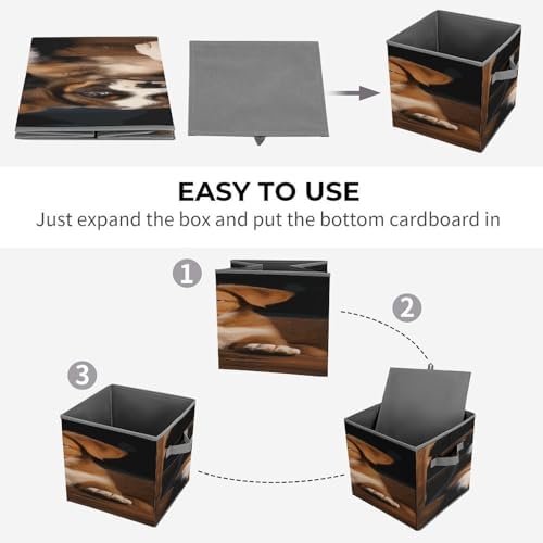 Puppies Dogs Pets Animals Collapsible Storage Bin, Storage Cubes with Handles, Organizer Bin for Home Office Closet Clothes, 10.6 X 10.6 X 10.6 Inches