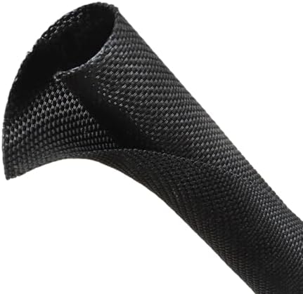 Automotive Wire Loom Tubing, Split Braided Cord Protectors from Pets No Chew, Flexible Cable Sleeve Cable Management for TV/Computer/Electric Wires (Black, 5/16"-10ft)