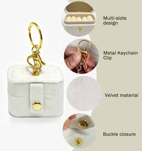 Velvet Dog Collar Ring Bearer Box with Clip, Wedding Ring Pillow Box for Pet, Mini Ring Holder Pouch Box for Proposal Party (Ivory)