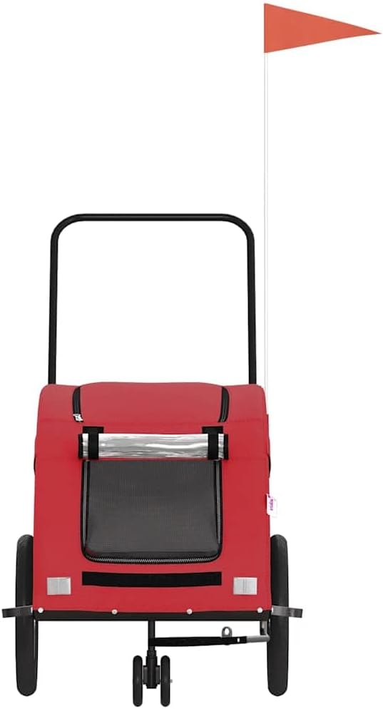 Pet Bike Trailer for Small Dogs, Foldable Bicycle Cargo Trailer with Iron Frame and Oxford Fabric, Includes Mesh Windows, Reflectors and Flag for Safety