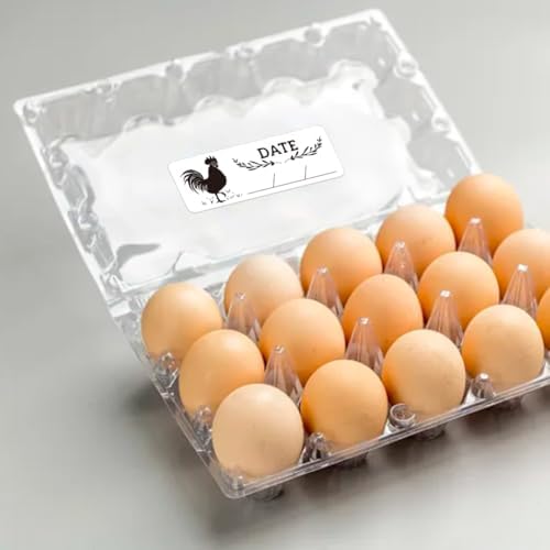 180 Pcs Farm Eggs Laid on Stickers Collected Date Writable, 1x2.64 Inch(2.5x6.7cm) Chicken Egg Carton Labels PET Adhesive Egg Packaging Stickers for Egg Carton Box Container