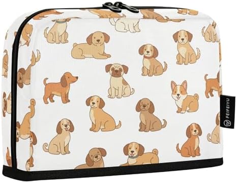 Emelivor Pets Dogs White Pattern Large Capacity Pencil Case Stand Up Pencil Pouch for School Office Supplies Pen Organizer Bag with Pockets Portable Makeup Pouch for Adults Boys Girls Teens
