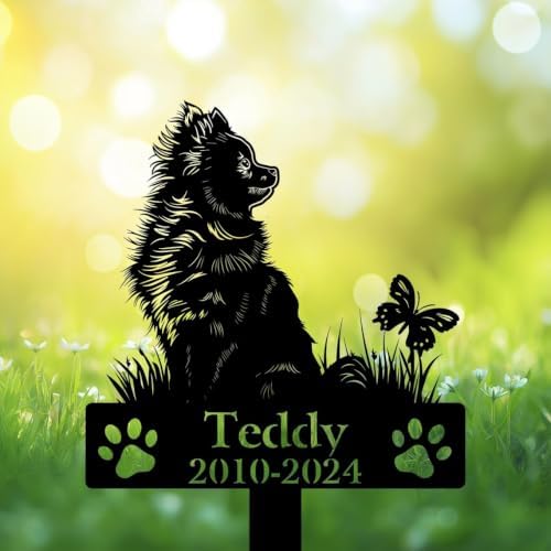 Custom Pomeranian Memorial Stake, Dog Grave Marker, Flowerbed Decor | Dog Memorial Gifts for Loss of Dog, Headstones for Graves, Memorial Plaques for Outdoors, Garden Decor, Sympathy Gift