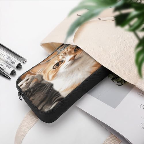 Funny Pet Cat Makeup Bag Zipper Pouch Cosmetic Bag | Pen Bag-Reusable-Large capacity with Double Zippers for Office Pencil Case,Business Travel and girl makeup bag,Small Toolbox