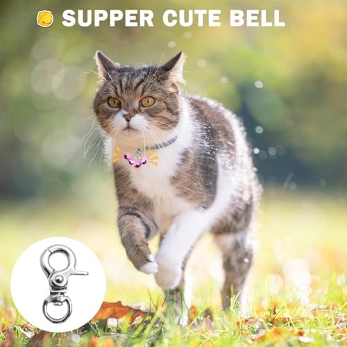 SCENEREAL Bells for Dog Collars - 2 Pack Pet Hanging Ring Bell Accessories for Dog & Cat, Pet Pendant Collar Charm with Heavy Duty Snap Clips, Sliver Bells for Tracking and Training Christmas Gift, Pink+Pink