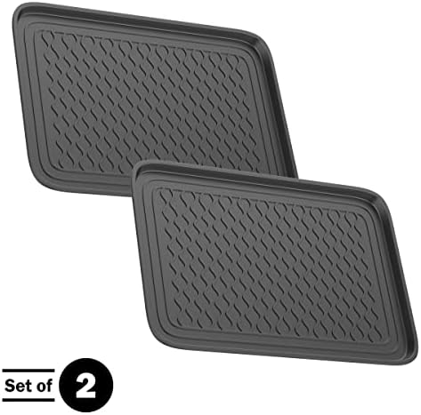 Stalwart Indoor Outdoor Boot Tray, Dark Gray, 23.75x15.75, 2-Pack | Medium All Weather Water Resistant Plastic Utility Shoe Mat for Indoor and Outdoor Use in All Seasons